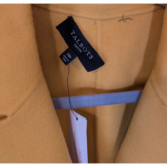 TALBOTS Double Face Wool Jacket Yellow Gold Classic Casual One Button Petite 14P - Picture 7 of 9